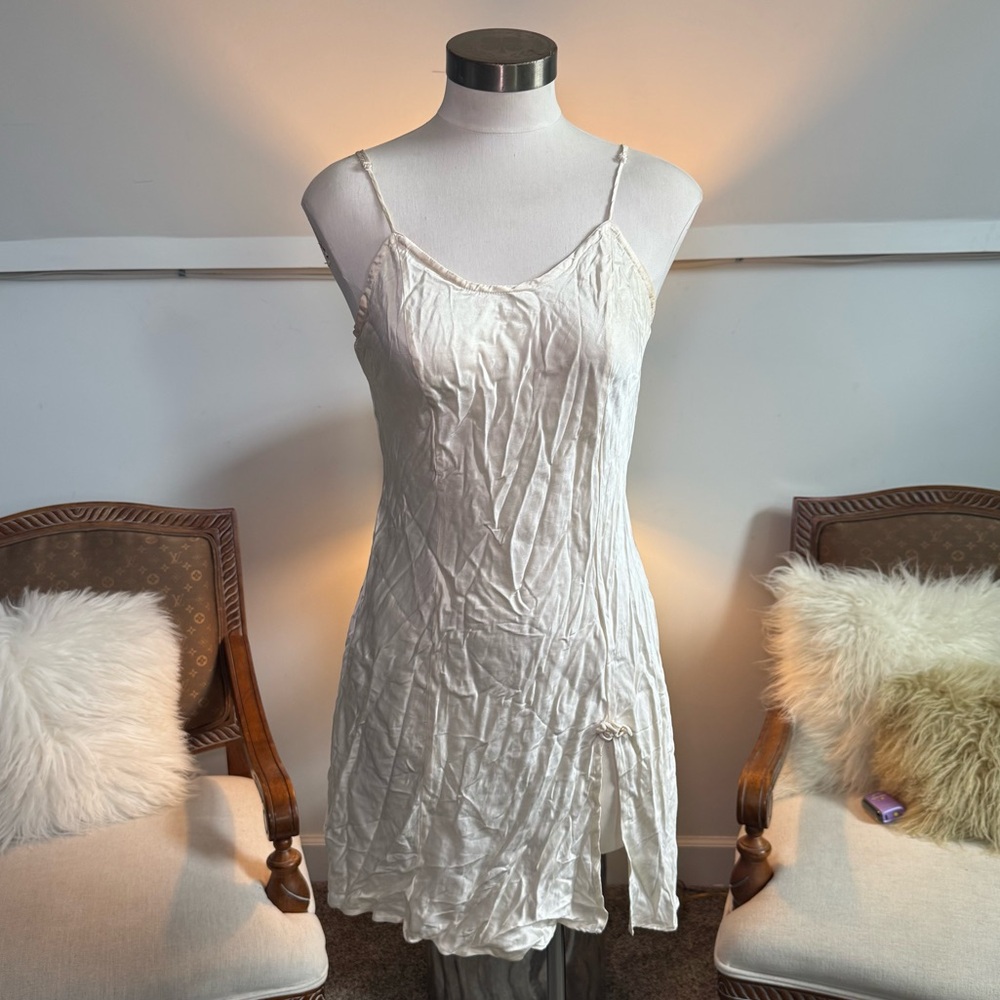 Vintage 80s 90s Victoria’s Secret Silk White Cream Slip Dress, Fairy Angel Core
